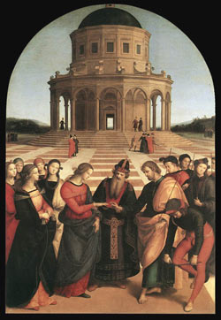 over gå på indkøb Gangster Rafaello Sanzio: Jomfru Marias trolovelse (1504)